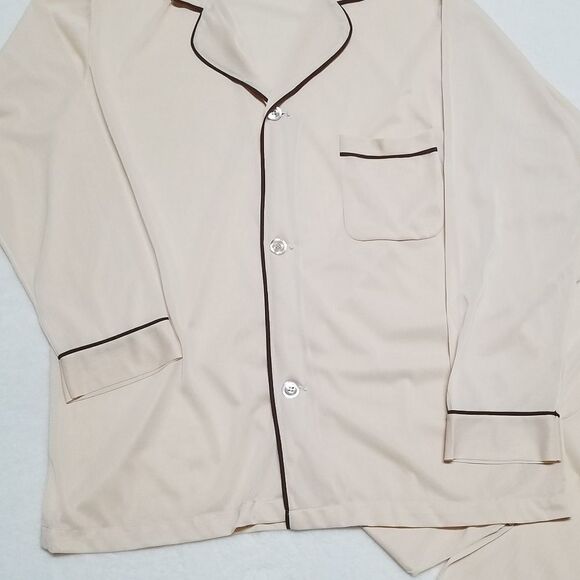 𝅺VINTAGE 60s JCPENNEY ILGWU Cream Brown Pajama Set - Picture 3 of 10